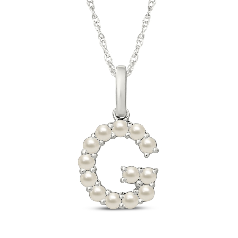 Main Image 1 of Cultured Pearl Letter G Necklace Sterling Silver 18"