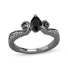 Thumbnail Image 1 of Disney Treasures The Nightmare Before Christmas Pear-Shaped Black Onyx & Diamond Ring 1/15 ct tw Black Rhodium-Plated Sterling Silver