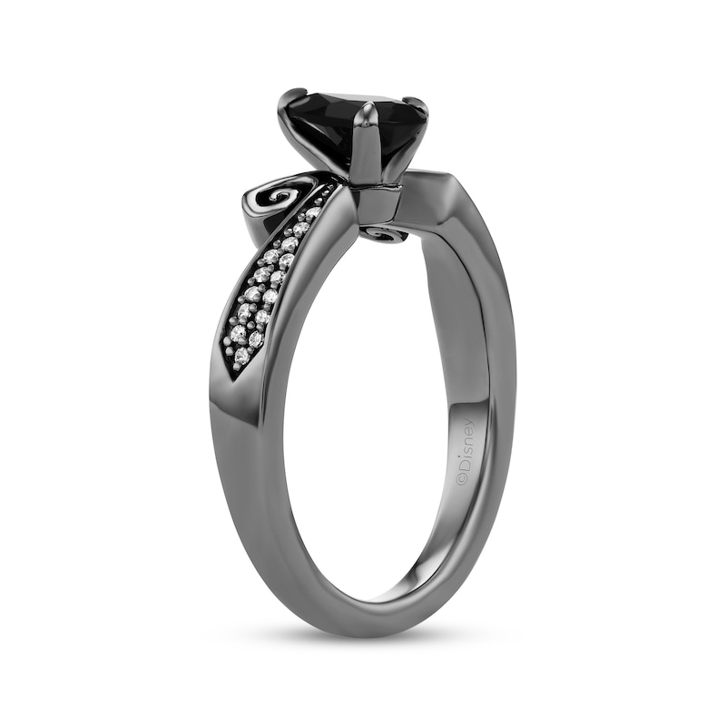Main Image 2 of Disney Treasures The Nightmare Before Christmas Pear-Shaped Black Onyx & Diamond Ring 1/15 ct tw Black Rhodium-Plated Sterling Silver