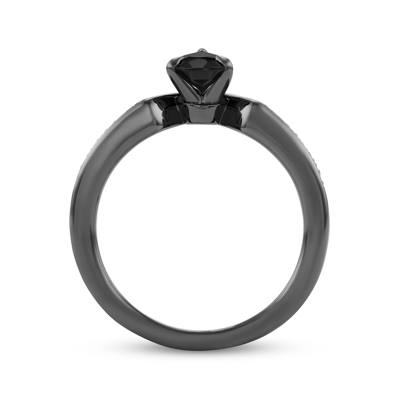 Main Image 3 of Disney Treasures The Nightmare Before Christmas Pear-Shaped Black Onyx & Diamond Ring 1/15 ct tw Black Rhodium-Plated Sterling Silver