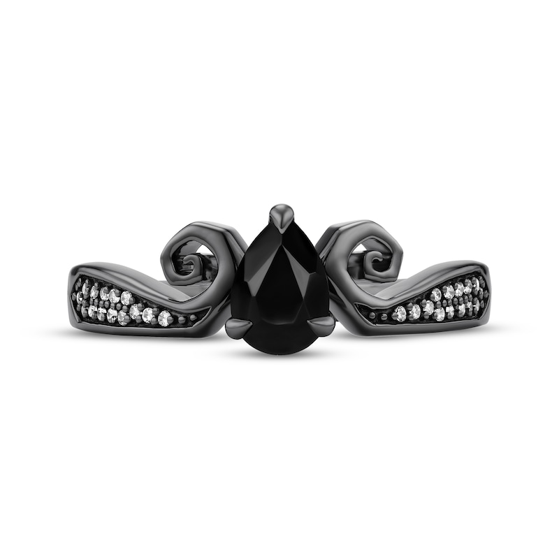 Main Image 4 of Disney Treasures The Nightmare Before Christmas Pear-Shaped Black Onyx & Diamond Ring 1/15 ct tw Black Rhodium-Plated Sterling Silver