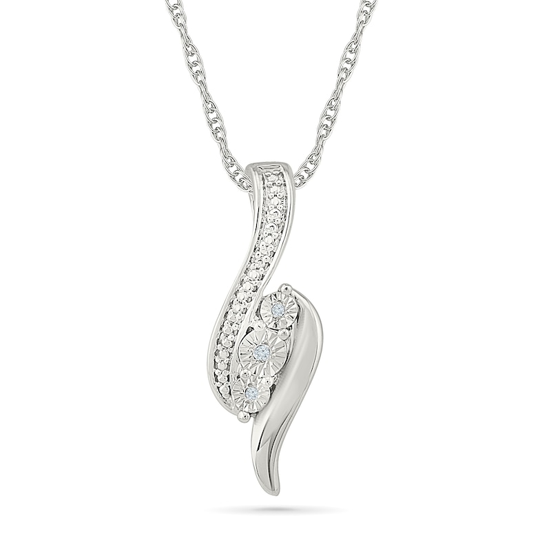 Main Image 1 of Diamond Accent Bypass Swirl Necklace Sterling Silver