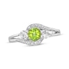 Thumbnail Image 1 of Peridot & White Lab-Created Sapphire Bypass Ring Sterling Silver