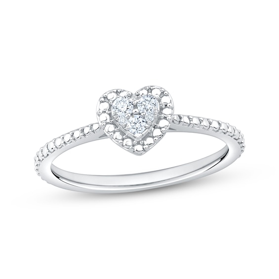 Diamond Heart-Shaped Promise Ring 1/10 ct tw Sterling Silver