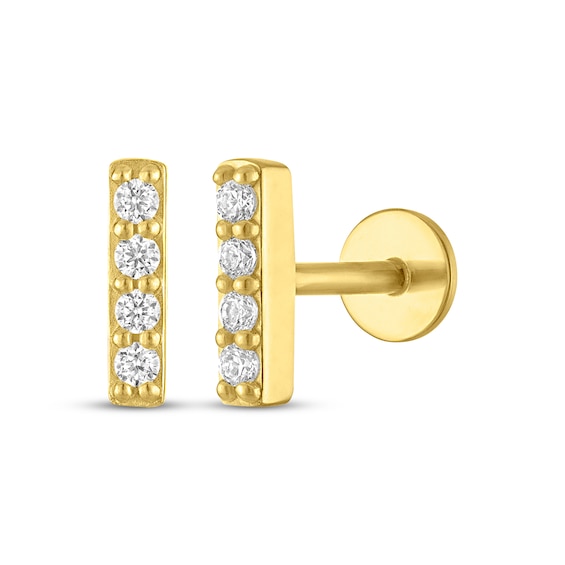 STUDIO BY KAY Lab-Grown Diamond Bar Stud Flat Back Earrings 1/15 ct tw 24K Yellow Gold Vermeil Sterling Silver