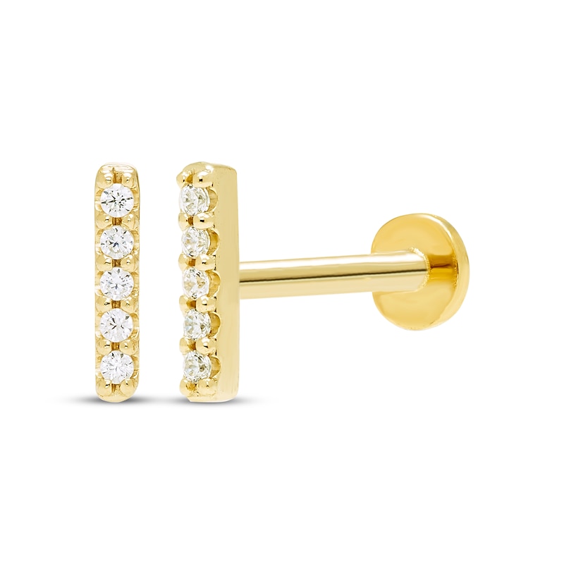 Main Image 1 of STUDIO BY KAY Lab-Grown Diamond Bar Stud Flat Back Earrings 1/15 ct tw 24K Yellow Gold Vermeil Sterling Silver
