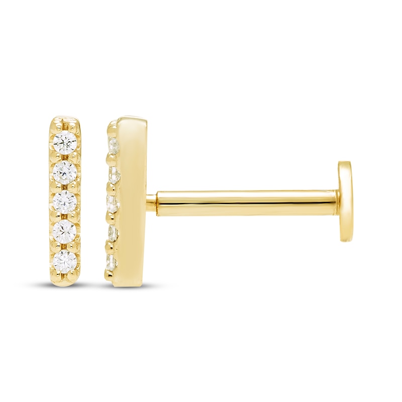 Main Image 3 of STUDIO BY KAY Lab-Grown Diamond Bar Stud Flat Back Earrings 1/15 ct tw 24K Yellow Gold Vermeil Sterling Silver
