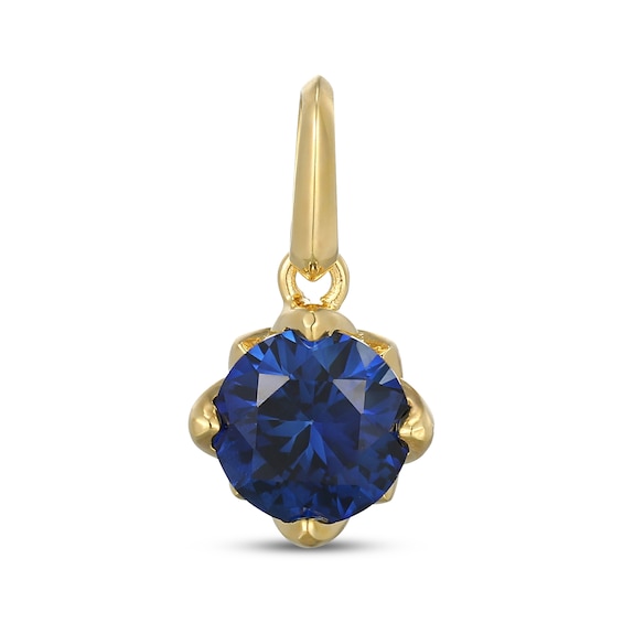 STUDIO BY KAY Round-Cut Lab-Created Sapphire Solitaire Charm 24K Yellow Gold Vermeil Sterling Silver