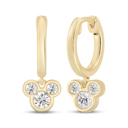 Disney Treasures Mickey Mouse Lab-Grown Diamond Hoop Drop Earrings 5/8 ct tw 24K Yellow Gold Vermeil Sterling Silver