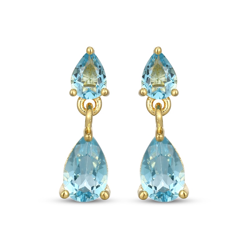 Main Image 2 of STUDIO BY KAY Pear-Shaped Swiss Blue Topaz Dangle Earrings 24K Yellow Gold Vermeil Sterling Silver
