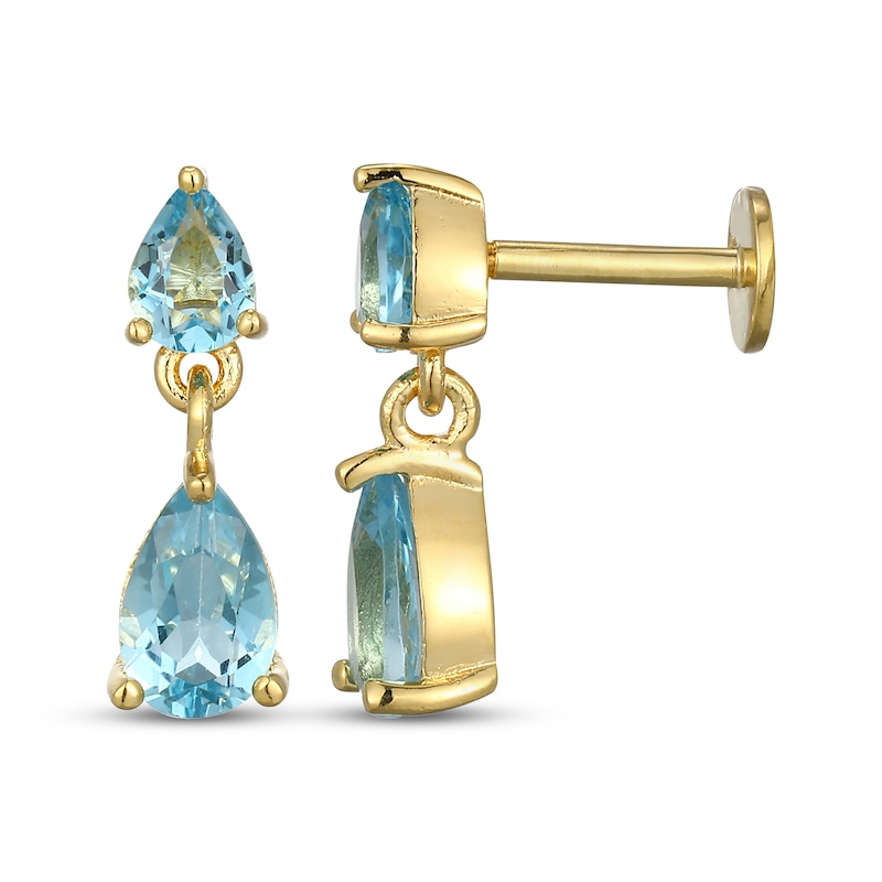Main Image 3 of STUDIO BY KAY Pear-Shaped Swiss Blue Topaz Dangle Earrings 24K Yellow Gold Vermeil Sterling Silver