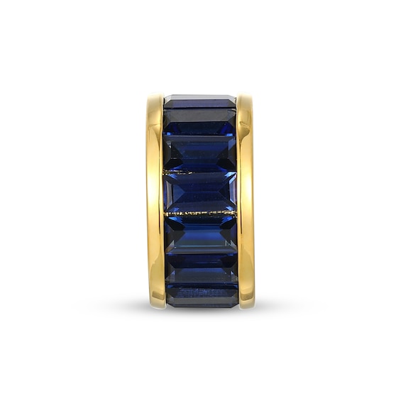 STUDIO BY KAY Baguette-Cut Blue Lab-Created Sapphire East-West Rondelle Charm 24K Yellow Gold Vermeil Sterling Silver