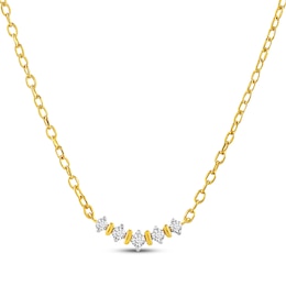 KAY Lab-Grown Diamonds Curved Bar Necklace 1/20 ct tw 10K Yellow Gold 18"