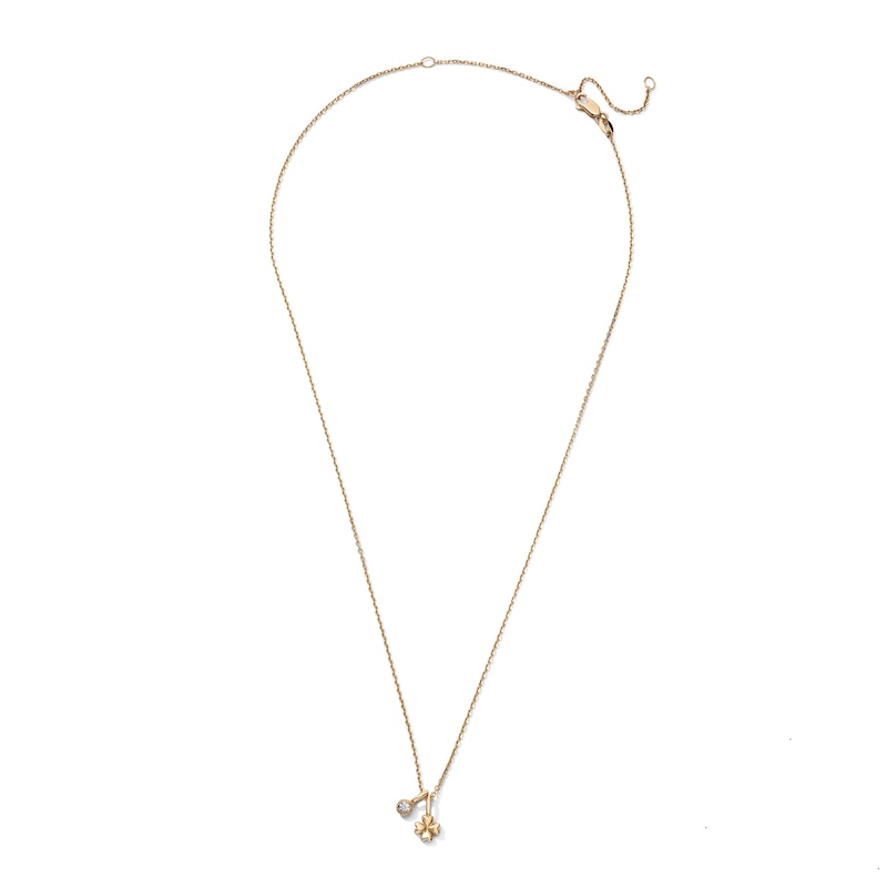 Main Image 1 of Rocksbox The Clover Lab-Grown Diamond Charm & Clover Necklace 1/15 ct tw 24K Yellow Gold Vermeil Sterling Silver 19"