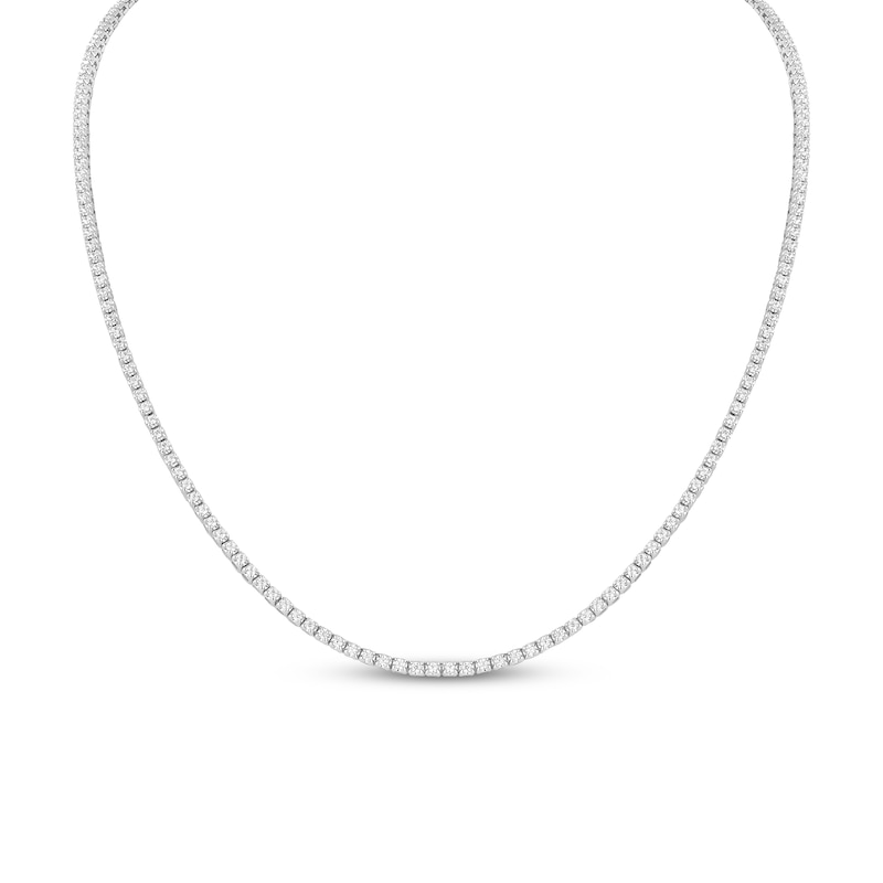 Main Image 1 of KAY Lab-Grown Diamonds & Adjustable Chain Tennis Necklace 2 ct tw Sterling Silver 18"