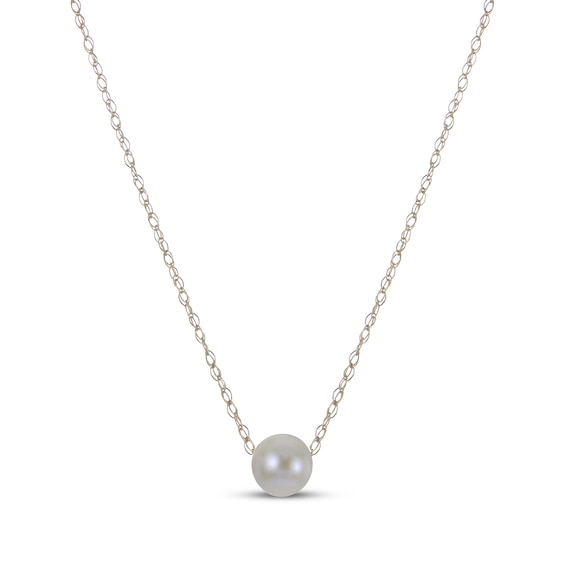 6mm Cultured Pearl Solitaire Necklace 10K Yellow Gold 18"