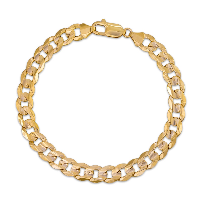 Main Image 1 of 8mm Concave Curb Chain Bracelet Solid 14K Yellow Gold 8.5"