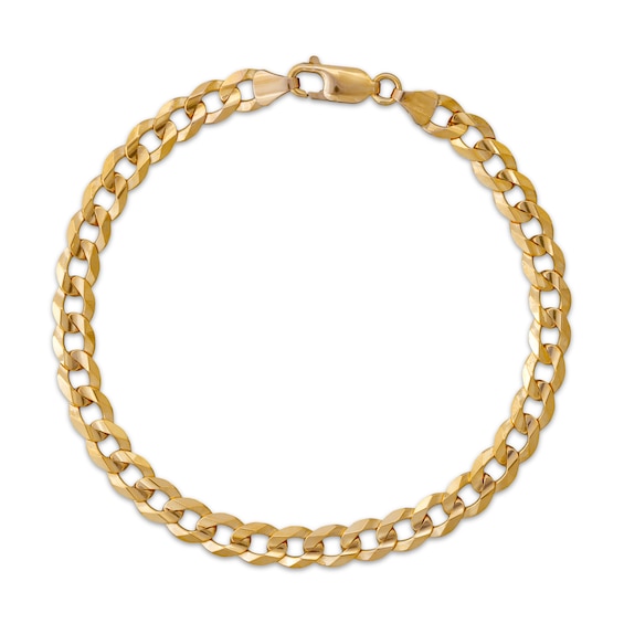5mm Concave Curb Chain Bracelet Solid 14K Yellow Gold 8.5"