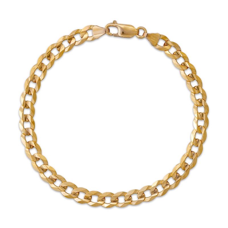 Main Image 1 of 5mm Concave Curb Chain Bracelet Solid 14K Yellow Gold 8.5"