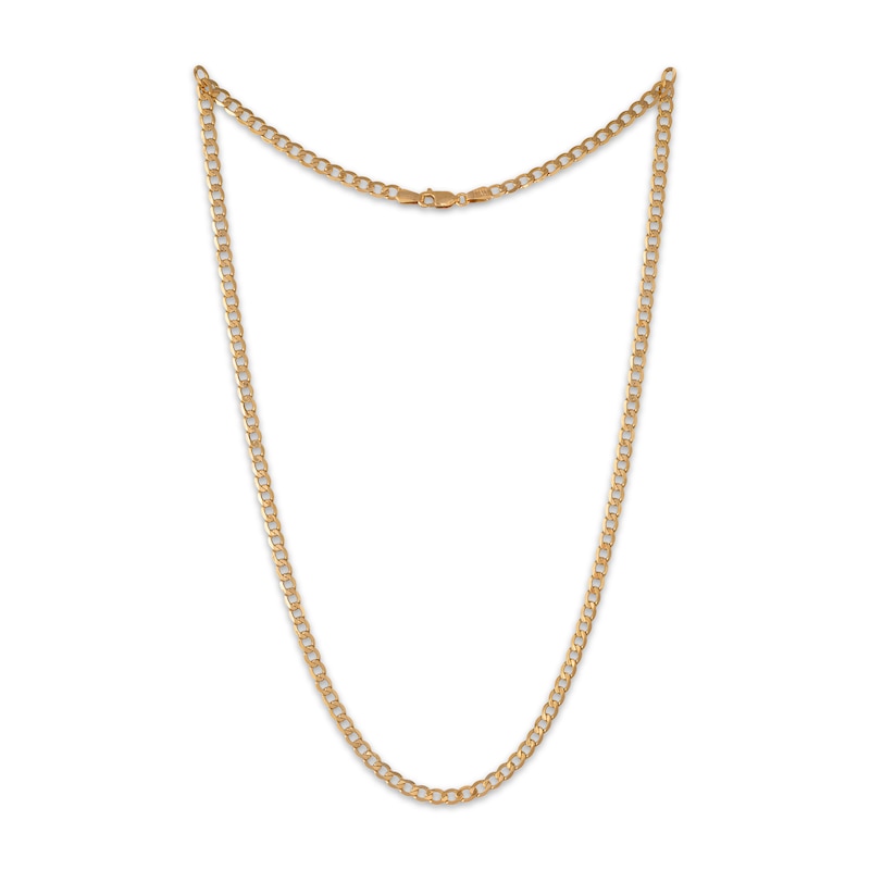 Main Image 1 of 5mm Diamond-Cut Curb Chain Necklace Solid 14K Yellow Gold 20"
