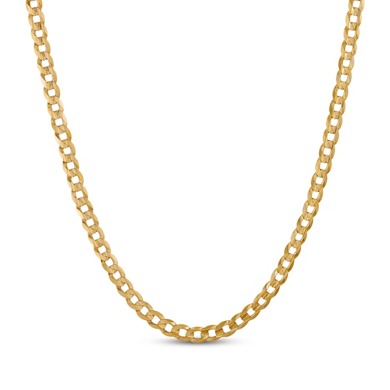 6.7mm Diamond-Cut Flat Curb Chain Necklace Solid 10K Yellow Gold 22"