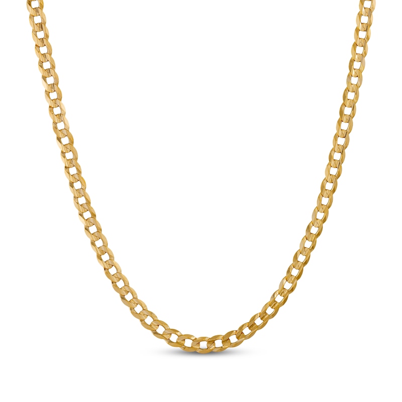 Main Image 1 of 6.7mm Diamond-Cut Flat Curb Chain Necklace Solid 10K Yellow Gold 22"