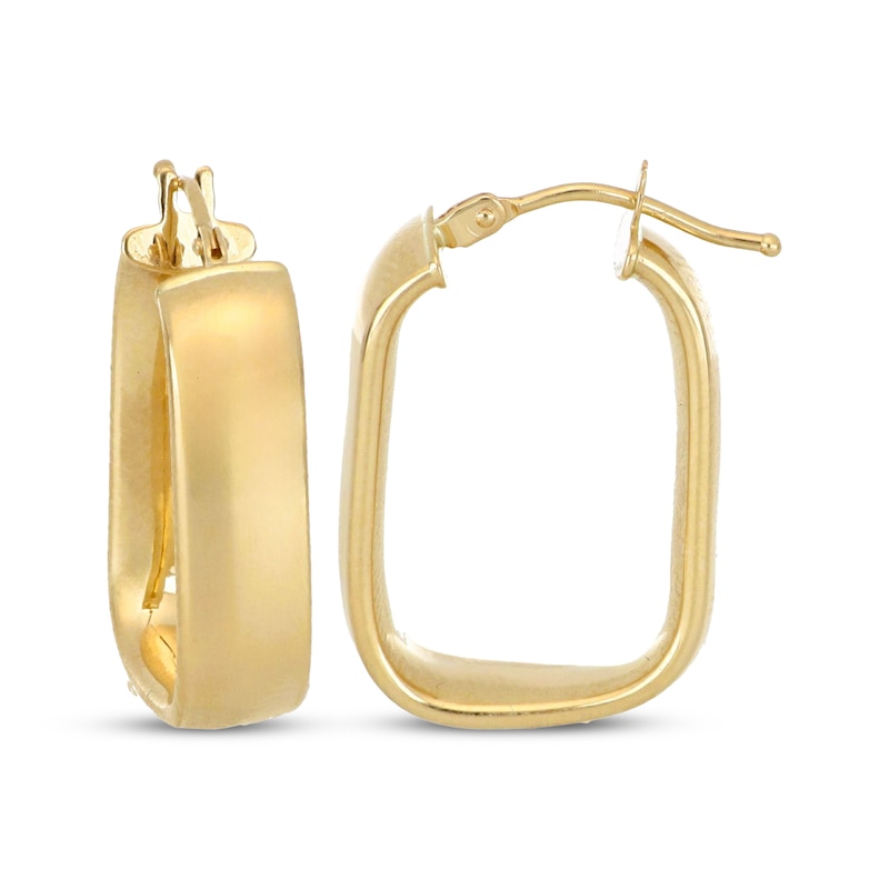 Main Image 1 of Square Tube Hoop Earrings Hollow 10K Yellow Gold 24mm