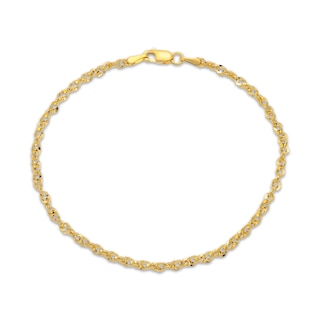 2.3mm Rope Chain Bracelet Hollow 10K Yellow Gold 7.5"