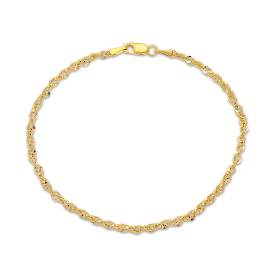 2.3mm Rope Chain Bracelet Hollow 10K Yellow Gold 7.5"