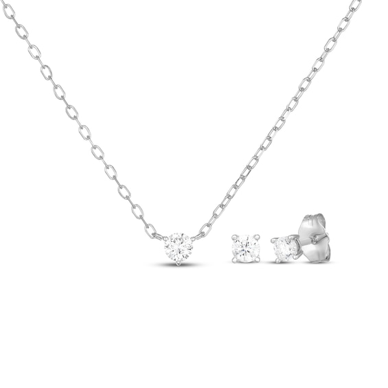 Rocksbox The Elodie Lab-Grown Diamond Solitaire Necklace & Earrings Gift Set 1/3 ct tw Sterling Silver (I/SI2)