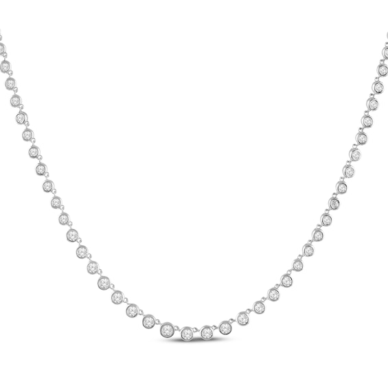 KAY Lab-Grown Diamonds Bezel Link Necklace 2 ct tw Sterling Silver 17"