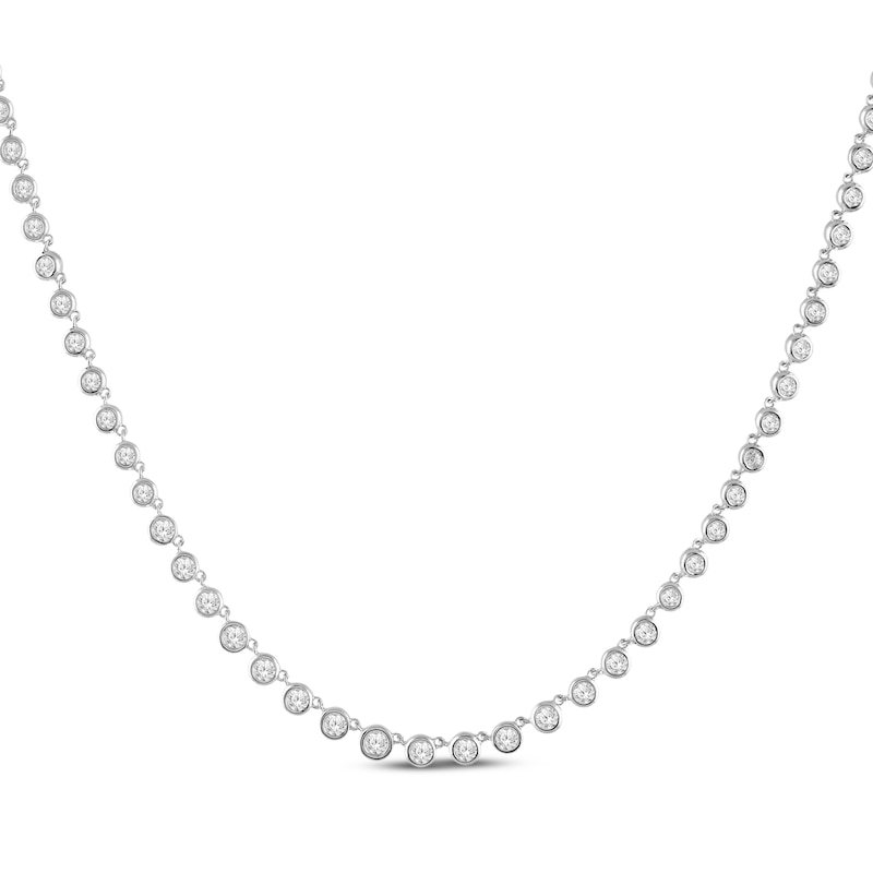 Main Image 1 of KAY Lab-Grown Diamonds Bezel Link Necklace 2 ct tw Sterling Silver 17"