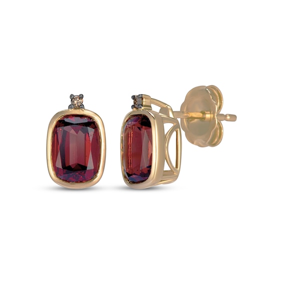 Le Vian Cushion-Cut Natural Garnet & Diamond Accent Stud Earrings 14K Honey Gold