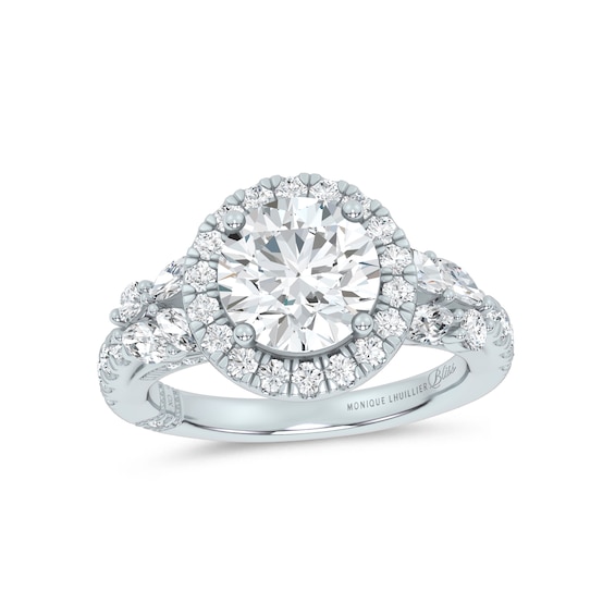 Monique Lhuillier Bliss Lab-Grown Diamond Halo Engagement Ring Setting 7/8 ct tw Platinum