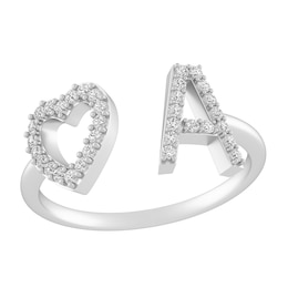 Diamond Deconstructed Initial Heart Ring (1 Initial)