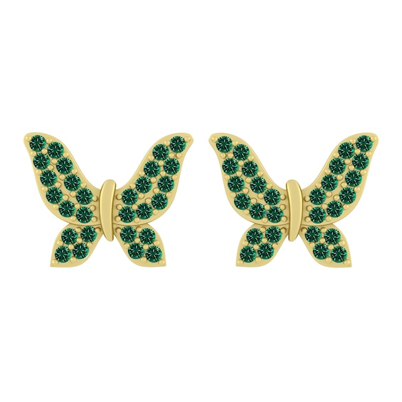 Butterfly Birthstone Earrings (1 Stone and 2 Lines)