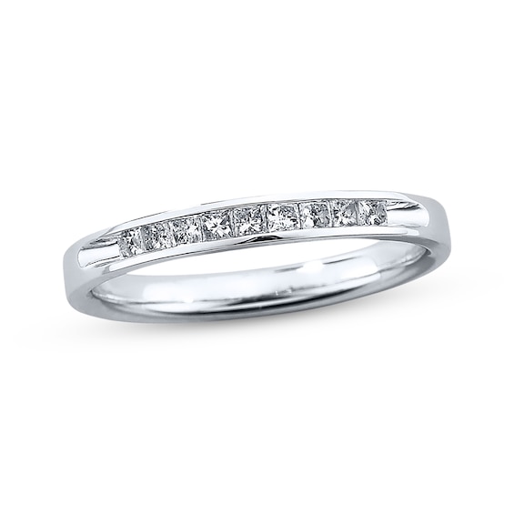 Diamond Wedding Band 1/4 ct tw Princess-cut 10K White Gold