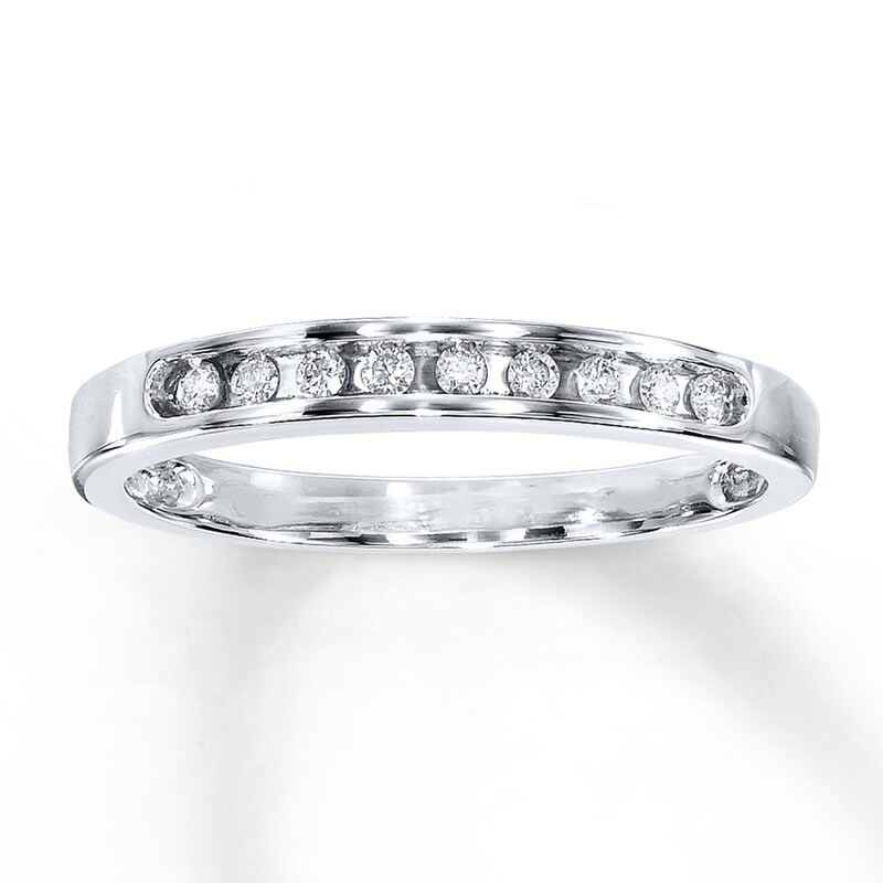 Main Image 1 of Diamond Band 1/10 carat tw Round-cut 10K White Gold