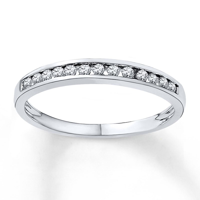 10k White Gold Womens Round Diamond Single Row Stackable Band Ring 1/6 Cttw 10k White Gold Womens Round Diamond Single Row Stackable Band Ring 1/6 Cttw