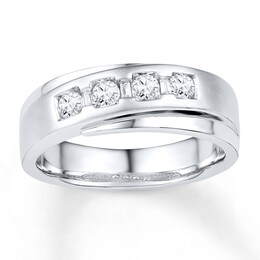 Now + Forever Men's Wedding Band 3/8 ct tw Diamonds 10K White Gold
