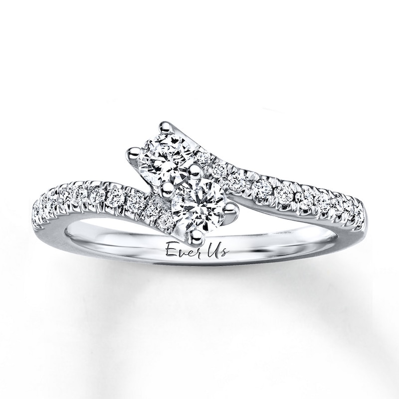Main Image 1 of Ever Us Two-Stone Ring 1/2 ct tw Diamonds 14K White Gold