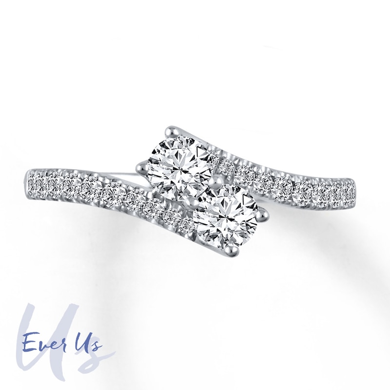 Main Image 1 of Ever Us Diamond Two-Stone Ring 3/4 ct tw 14K White Gold