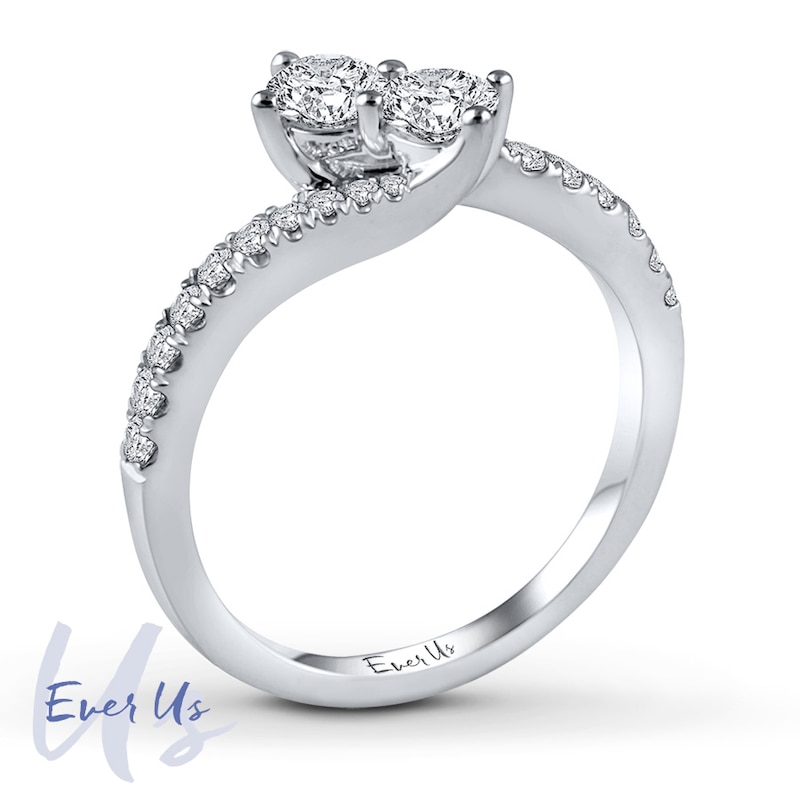Main Image 2 of Ever Us Diamond Two-Stone Ring 3/4 ct tw 14K White Gold