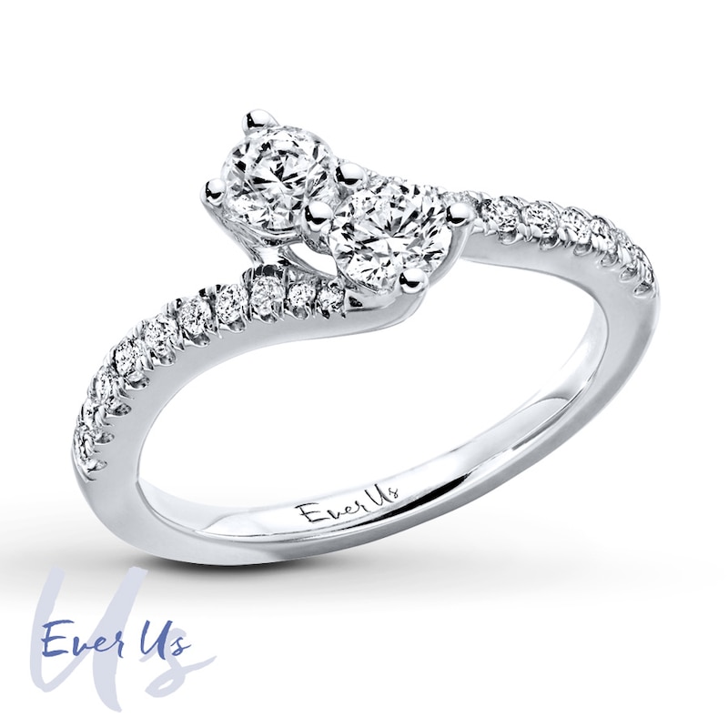 Main Image 3 of Ever Us Diamond Two-Stone Ring 3/4 ct tw 14K White Gold