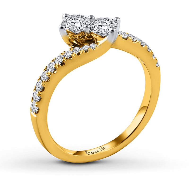 Main Image 2 of Ever Us Two-Stone Ring 1/2 ct tw Diamonds 14K Yellow Gold