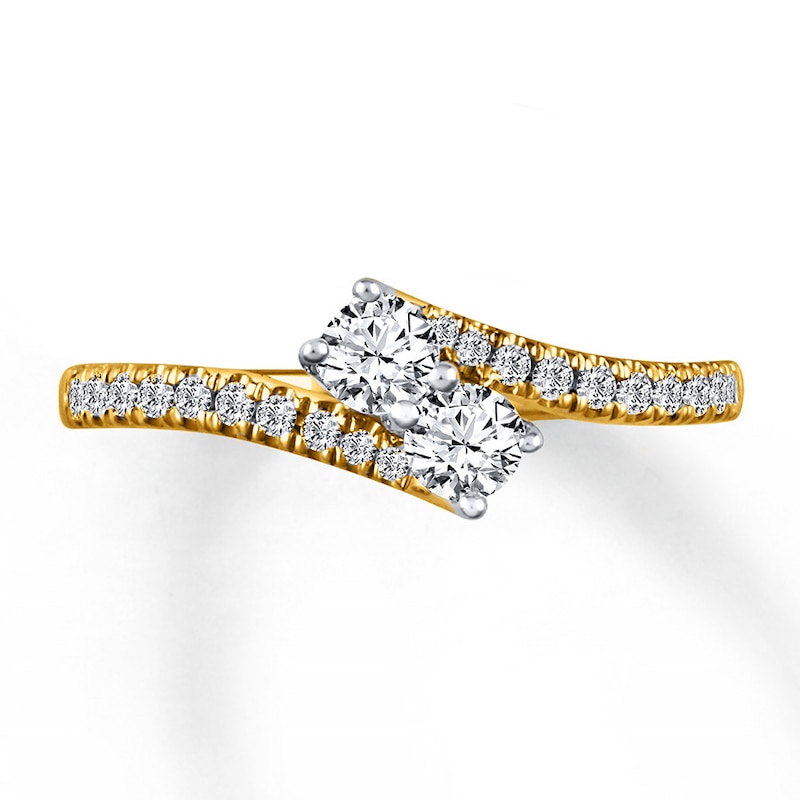Main Image 3 of Ever Us Two-Stone Ring 1/2 ct tw Diamonds 14K Yellow Gold