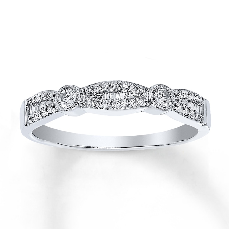 Diamond Anniversary Band 1/5 cttw Round/Baguette 10K White Gold