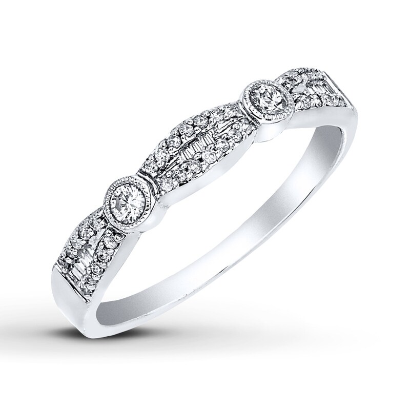 Main Image 2 of Now + Forever Diamond Anniversary Band 1/5 cttw Round/Baguette 10K White Gold