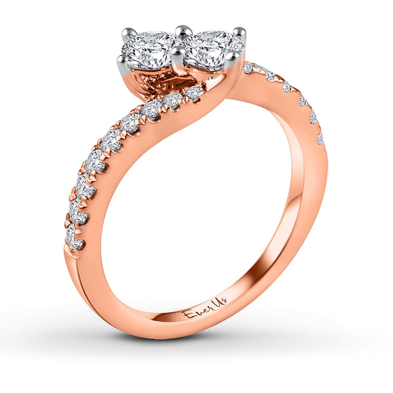 Main Image 2 of Ever Us Two-Stone Ring 1 ct tw Diamonds 14K Rose Gold