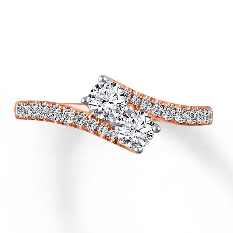 Main Image 1 of Ever Us Two-Stone Ring 3/4 ct tw Diamonds 14K Rose Gold